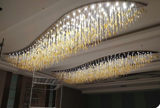 Led Ceiling Chandelier Luxury Art 1 Piece Glass Pendant Light Hand Blown Glass Chandelier Gold Crystal Hotel Villa Custom Modern