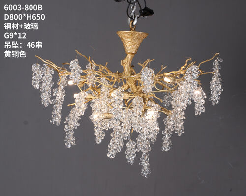 Grape Vine Home Decoration Chandelier Homestay Hall Custom Handmade Glass Plate Modern Retro Style Branch Creative