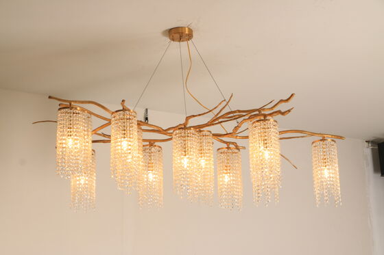 Oversized Cascading Drop Crystal Pendant Chandelier Waterfall Design Grand Staircase Hotel Atrium Lighting Fixture