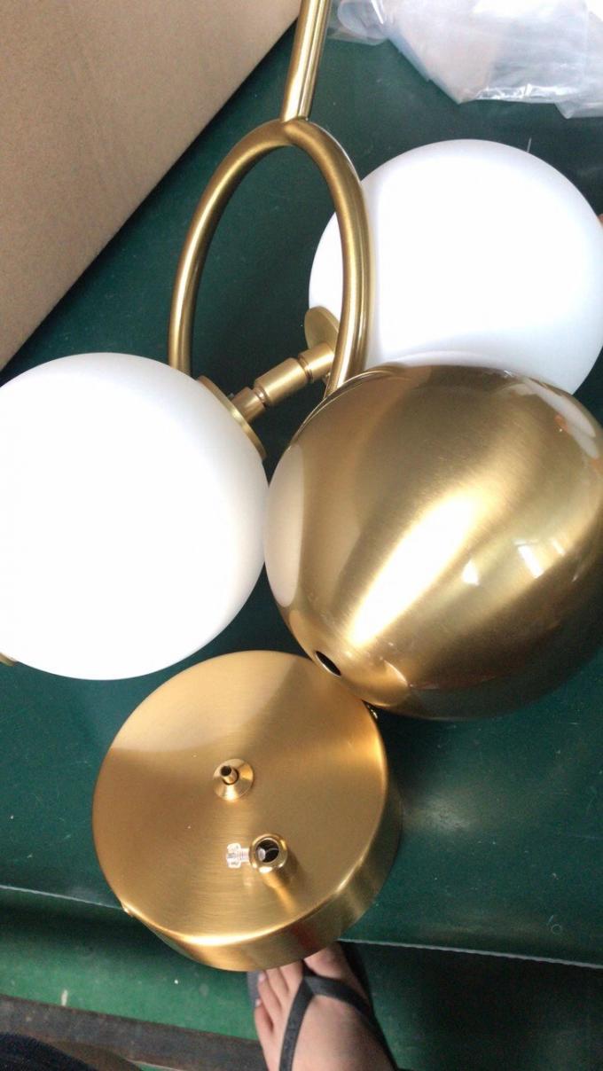 현대 골든 랜들리어 가정 장식 침실 주방 LED 링 유리 진주 매달린 램프 5