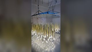 맞춤형 해양 테마 물고기 램프 천장 샹들리에 아트 갤러리 조립 홀 데모 보기