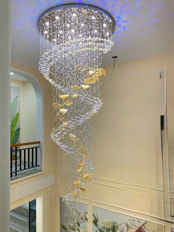 Long Hanging Restaurant Lighting Decoration Hotel Villa Staircase Modern Led Custom Chandelier
