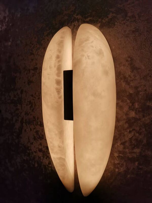 Natural Alabaster Stone 5-Light Cluster Pendant Lamp with Brushed Gold Brass Finish