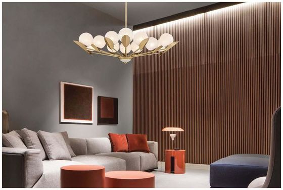청동 유리 Pendant Chandelier Lights 2700K/3000K/3500K