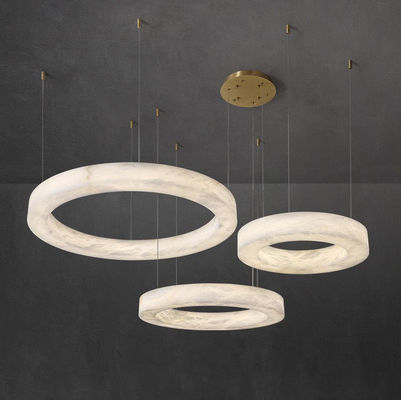 노르딕 LED 현대 반지 스페인 알라바스터 돌 청동 Pendant 램프