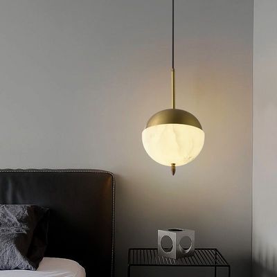 럭셔리 노르딕 대리석 Pendant Light 가정 장식 빌라 거실 구형 사다리 침실 커피숍 알라바스터 램프