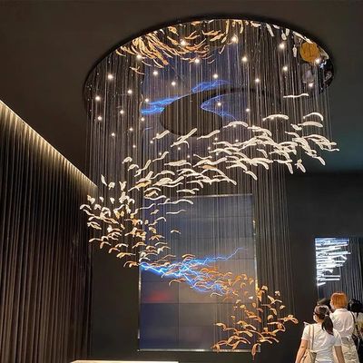 주문제작 디자이너 선데리어 대형 계단 장식 호텔 조명 예술적 무라노 유리 깃발 LED 매달린 선데리어