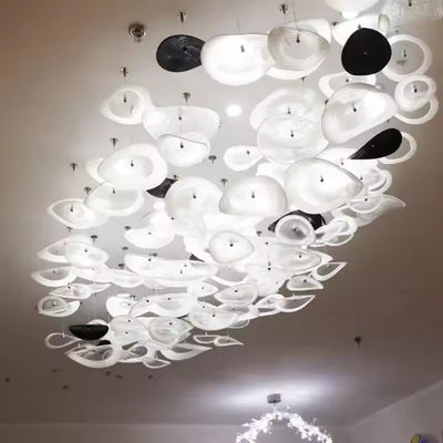 화이트 글래스 Pendant 미술 글래스 호텔 로비 빌라 거실 고급 유리 천장 LED 장식 촛불