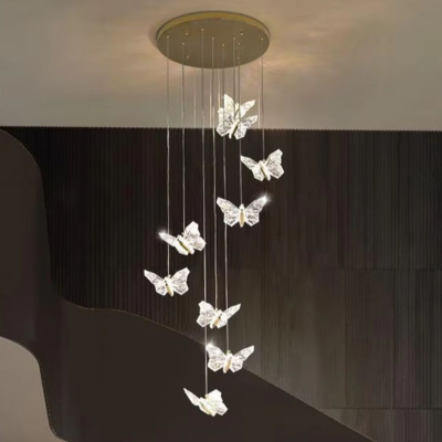 근대적 단순 아크릴 투명한 나비 Pendant 램프