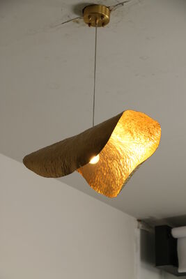 북유럽 모던 황동 크리스탈 수제 연꽃 잎 불어 유리 매달린 조명 단일 매달린 주방 샹들리에 펜던트 조명