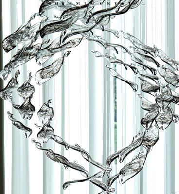 창의적인 호텔 로비 빌라 연회장 엔지니어링 크리스탈 맞춤 램프 장식 나선형 유리 잎 액세서리