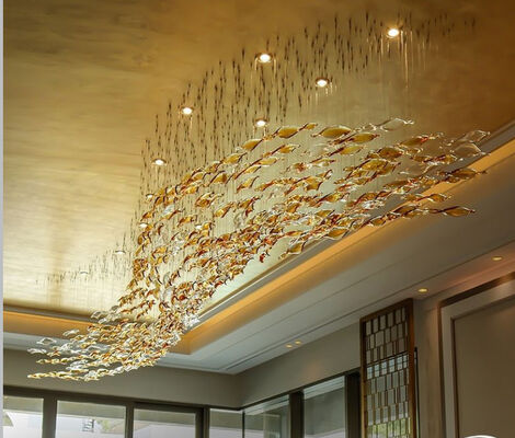 손으로 만든 나선형 유리 선데리어 예술 모델링 사용자 지정 유리 트위스트 잎 액세서리