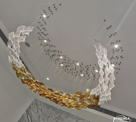 유럽 스타일의 주문 앰버 유리 떨어지는 잎 거실 미적 장식 천장 램프