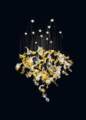 현대 대형 호텔 레스토랑 프로젝트 수작업 예술 공예 유리 메이플 잎