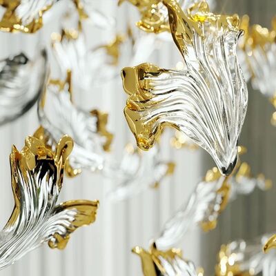 긴 큰 컬러한 촛불 로비 결혼식 장식 금 잎 유리 촛불 부분