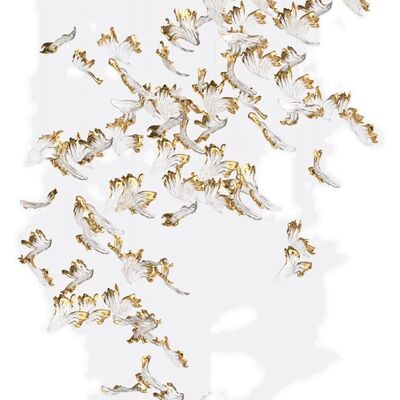 맞춤 제작 호텔 로비 장식 유리 펜던트 조명 현대 LED 천장 샹들리에 조명 골드 리프 액세서리