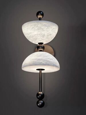 대리석 반구 벽등 매트 진주 장식 호텔 빌라 레스토랑 배경 빛나는 수박 대리석 벽등